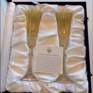 2 Faberge Xenia yellow Gold crystal flutes